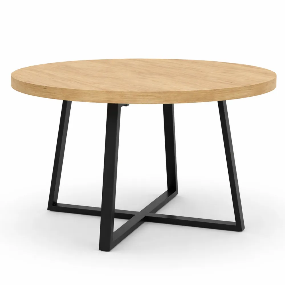 Table à Manger Ronde pour 4-6 Personnes en Bois et Noir, 110 cm-Rowangrov