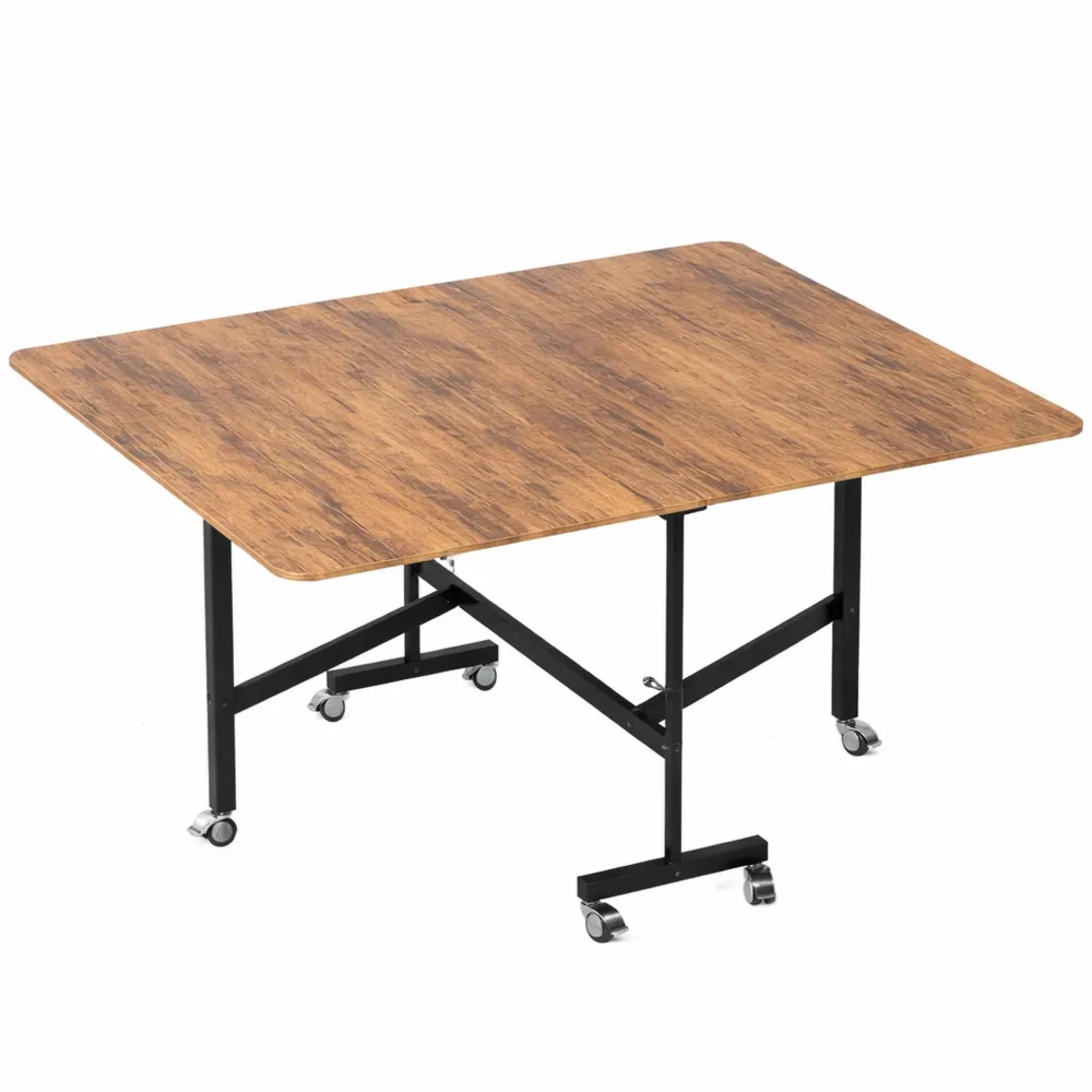 Table à manger pliante avec roulettes et freins pour 4-6 personnes-Rowangrov