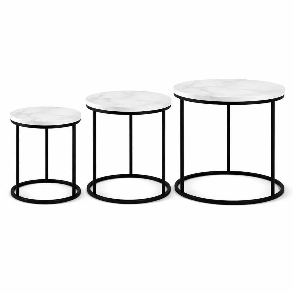 Ensemble de tables basses modernes, blanc et noir, 3 pièces-Hazelgro