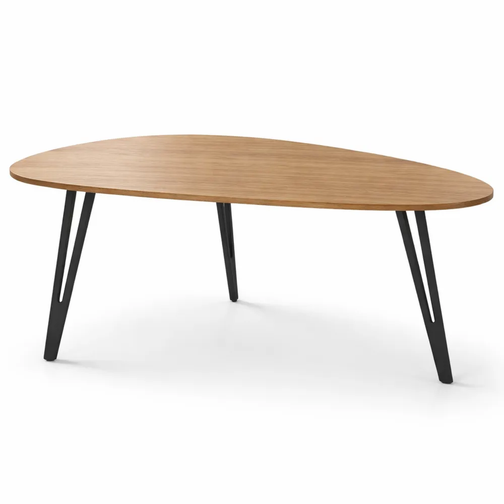 Table basse ovale scandinave avec pieds métalliques-Hazelgro