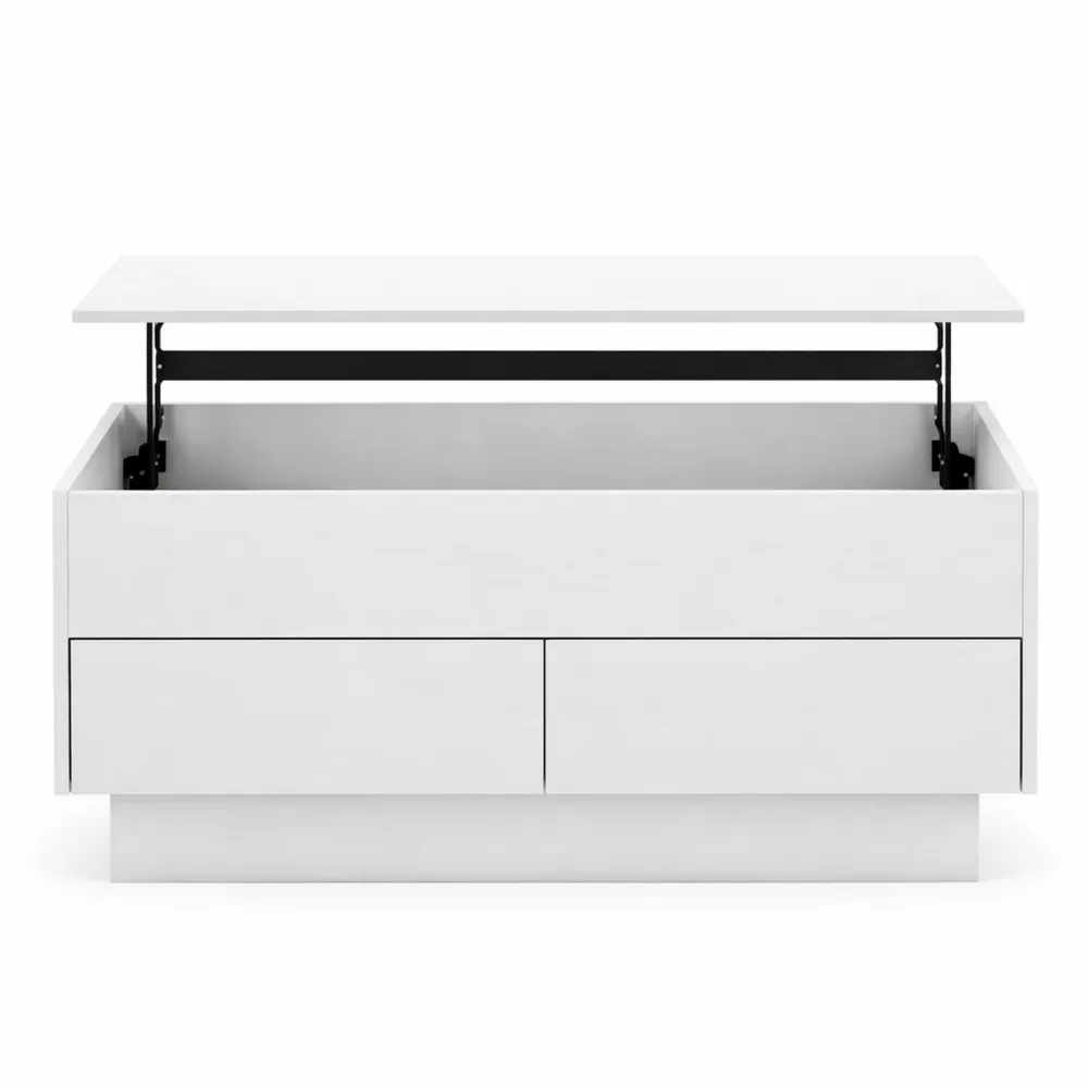 Table basse transformable avec espace de rangement et tiroirs, idéale pour salon, 100 x 50 x 44 cm-Hazelgro