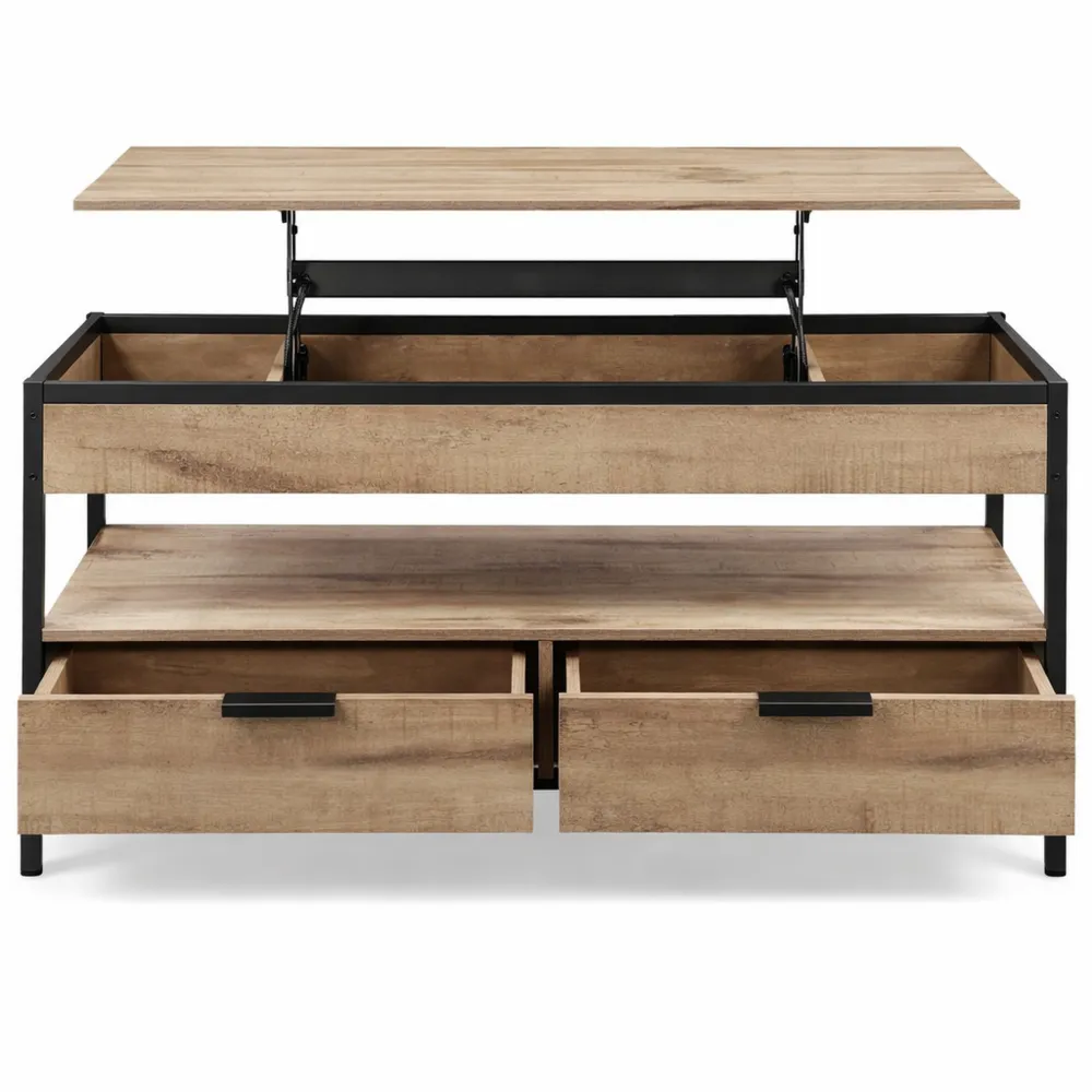 Table de Salon Relevable avec Rangement Caché-Hazelgro