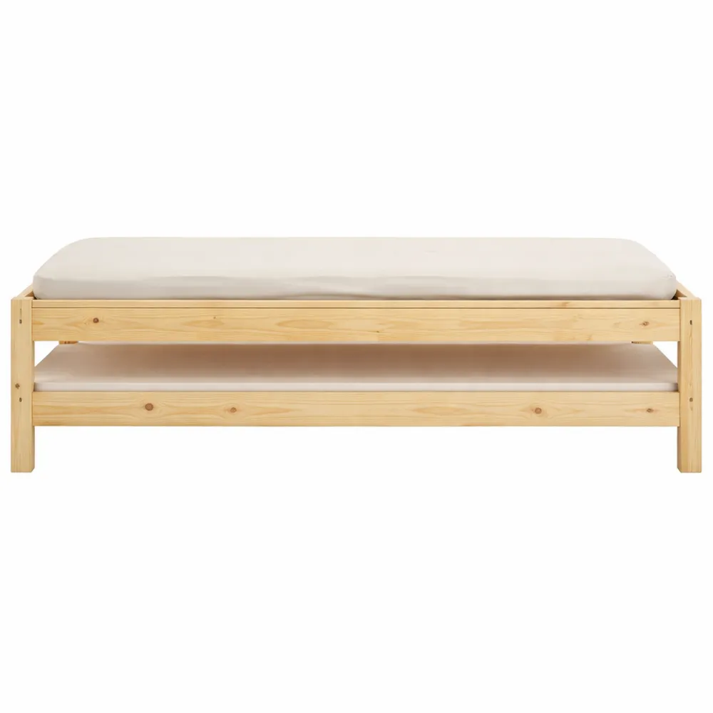 Ensemble de 2 lits superposables en bois massif 90 x 190 cm-Hazelgro