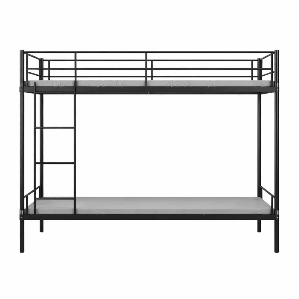 Lit superposé en métal 90x190 cm pour enfant et adulte, style industriel, noir-Hazelgro
