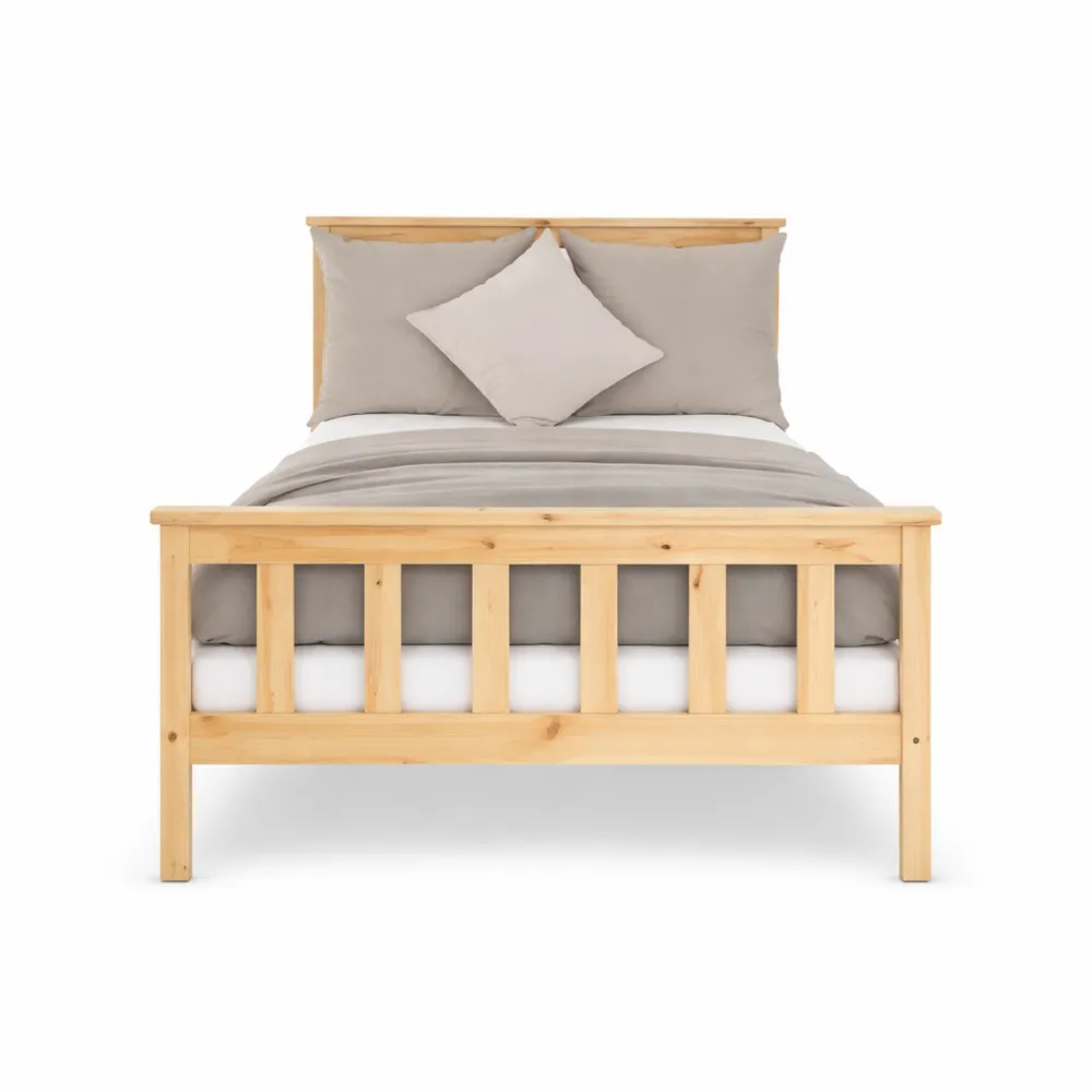 Lit simple 90x200 cm en bois de pin massif avec sommier à lattes-Hazelgro