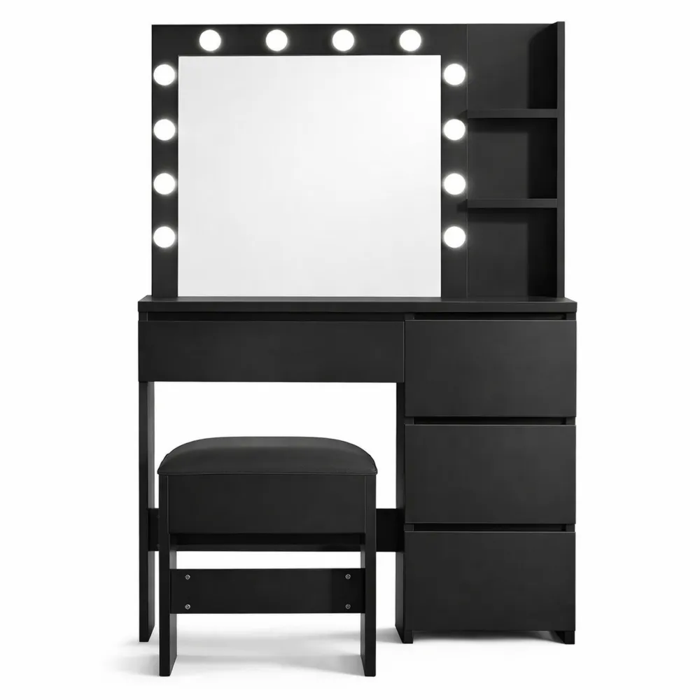 Coiffeuse Moderne avec Miroir Éclairé et Rangement-Hazelgro