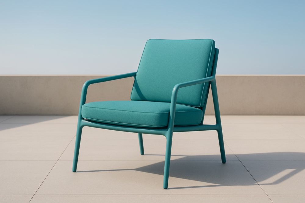 Fauteuil de jardin en aluminium turquoise avec coussins en polyester, 75x70x75 cm
