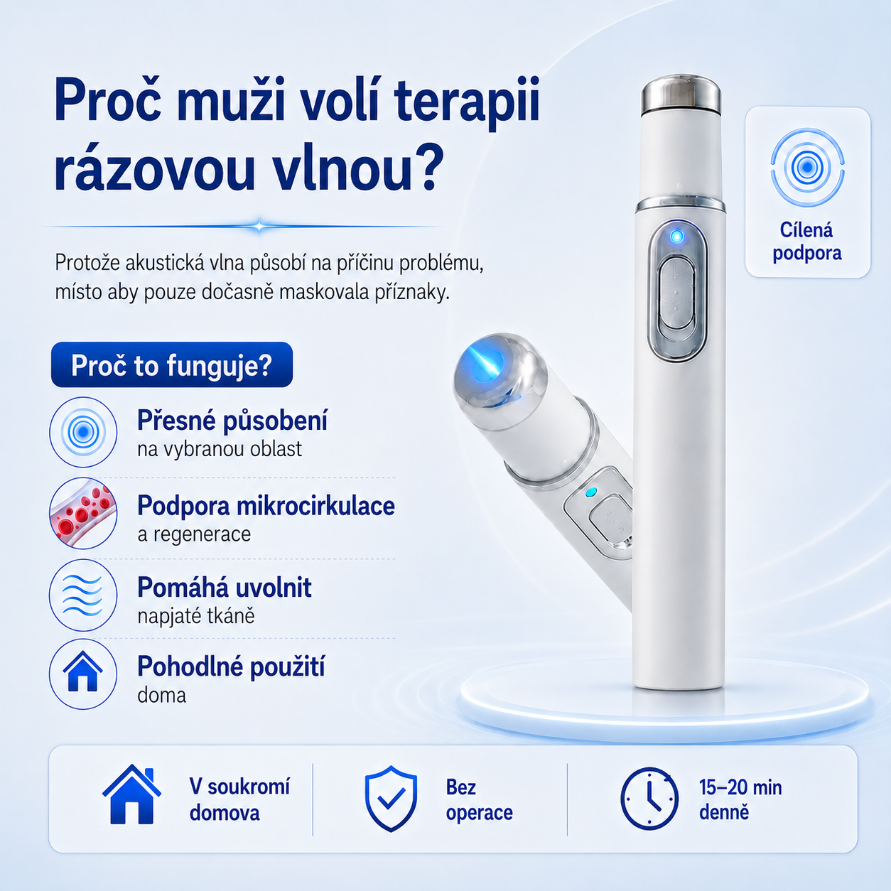 ⚡ Pokročilá rázová vlnová terapie podporuje mužské sexuální zdraví 💪 a pomáhá zmírnit bolesti svalů, kloubů a šlach 🦵