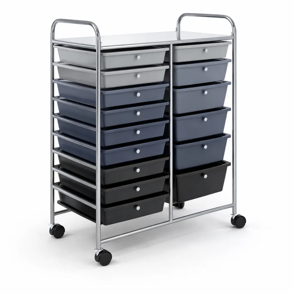 Tours de rangement à roulettes avec tiroirs multiples en métal