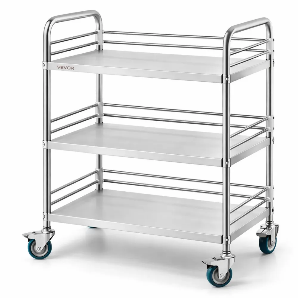 Chariot de Service à 3 Niveaux avec Roues Verrouillables pour Cuisine et Salon
