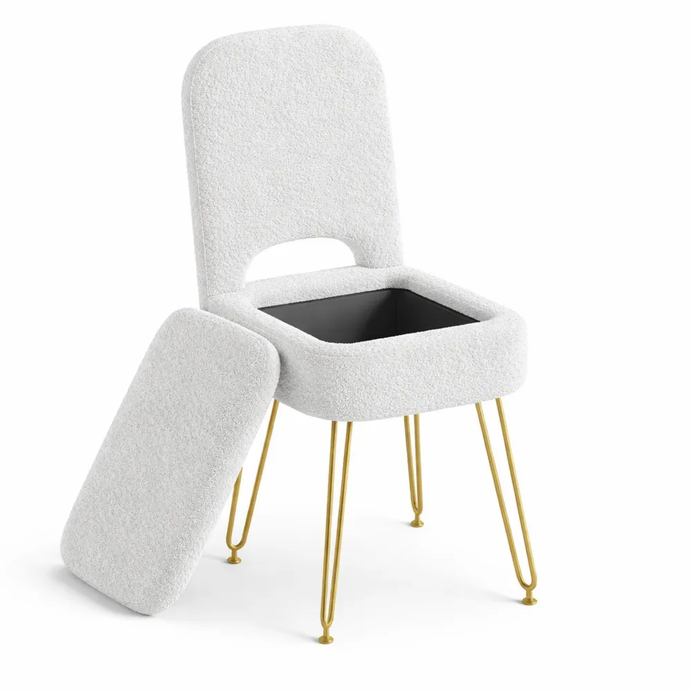 Tabouret de Coiffeuse Multifonction avec Rangement et Repose-Pieds