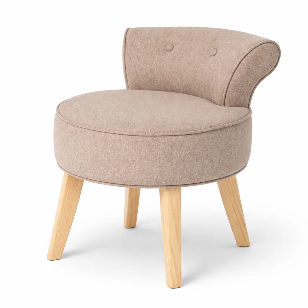 Tabouret d'appoint beige avec dossier capitonné, H 58 cm