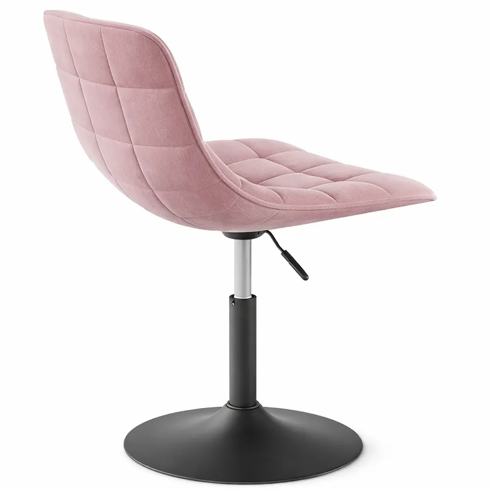 Chaise de Maquillage Pivotante en Velours Rose avec Hauteur Réglable
