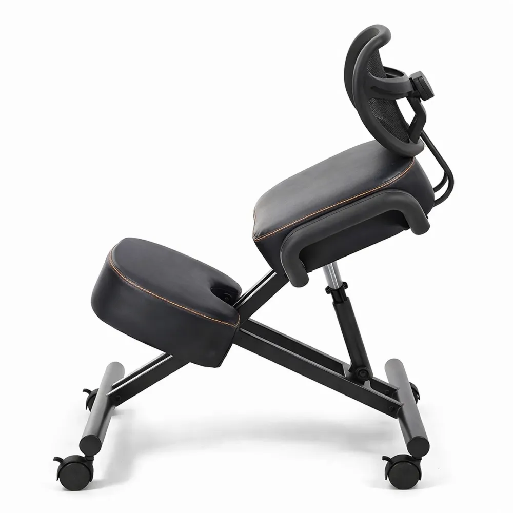 Chaise ergonomique à genoux en métal noir