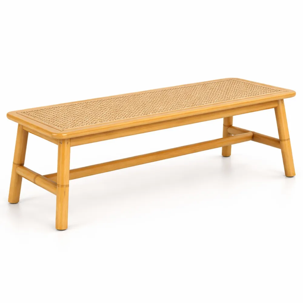 Banc d'Entrée en Rotin Tressé pour Salon ou Chambre