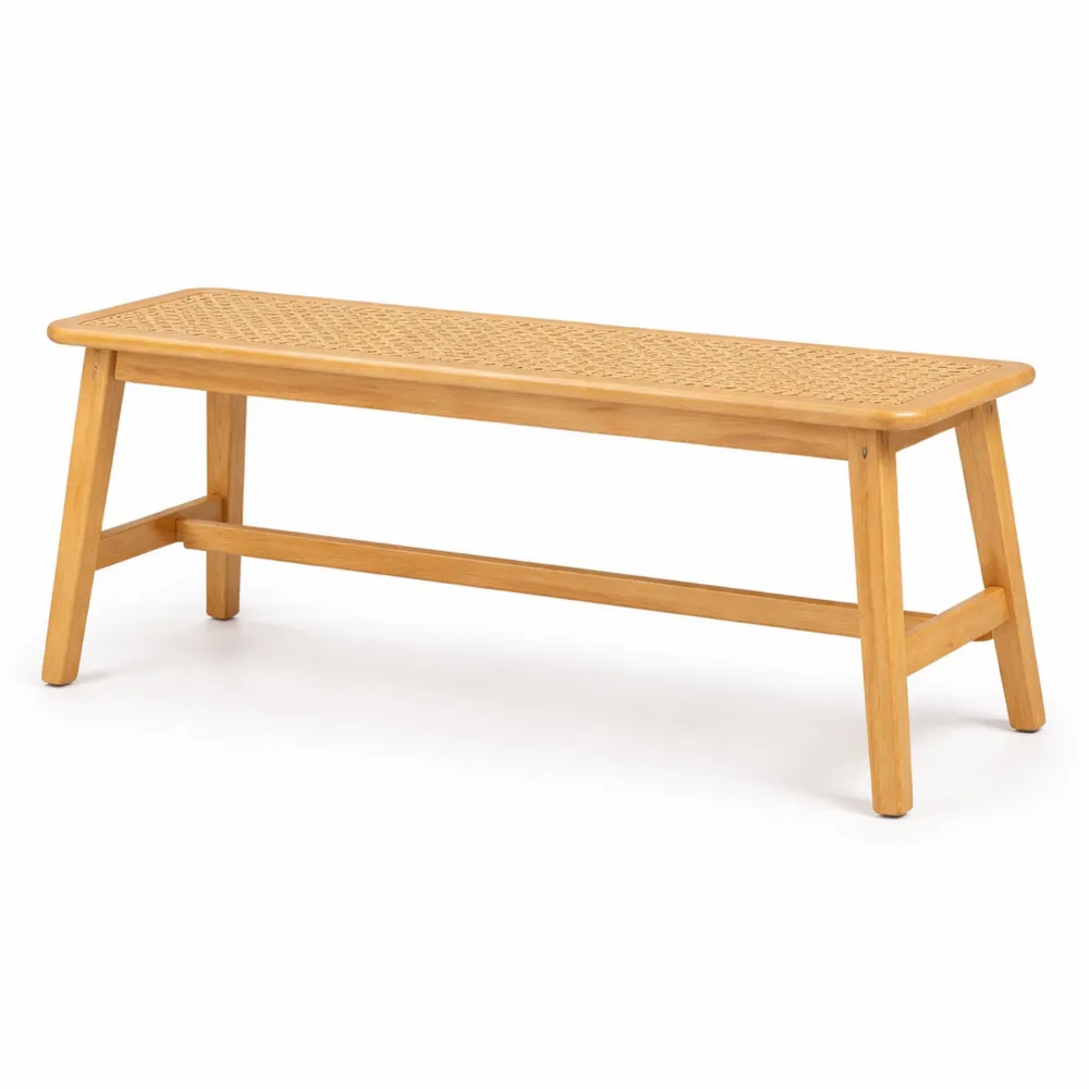 Banc en bambou avec assise en rotin, capacité 300 kg