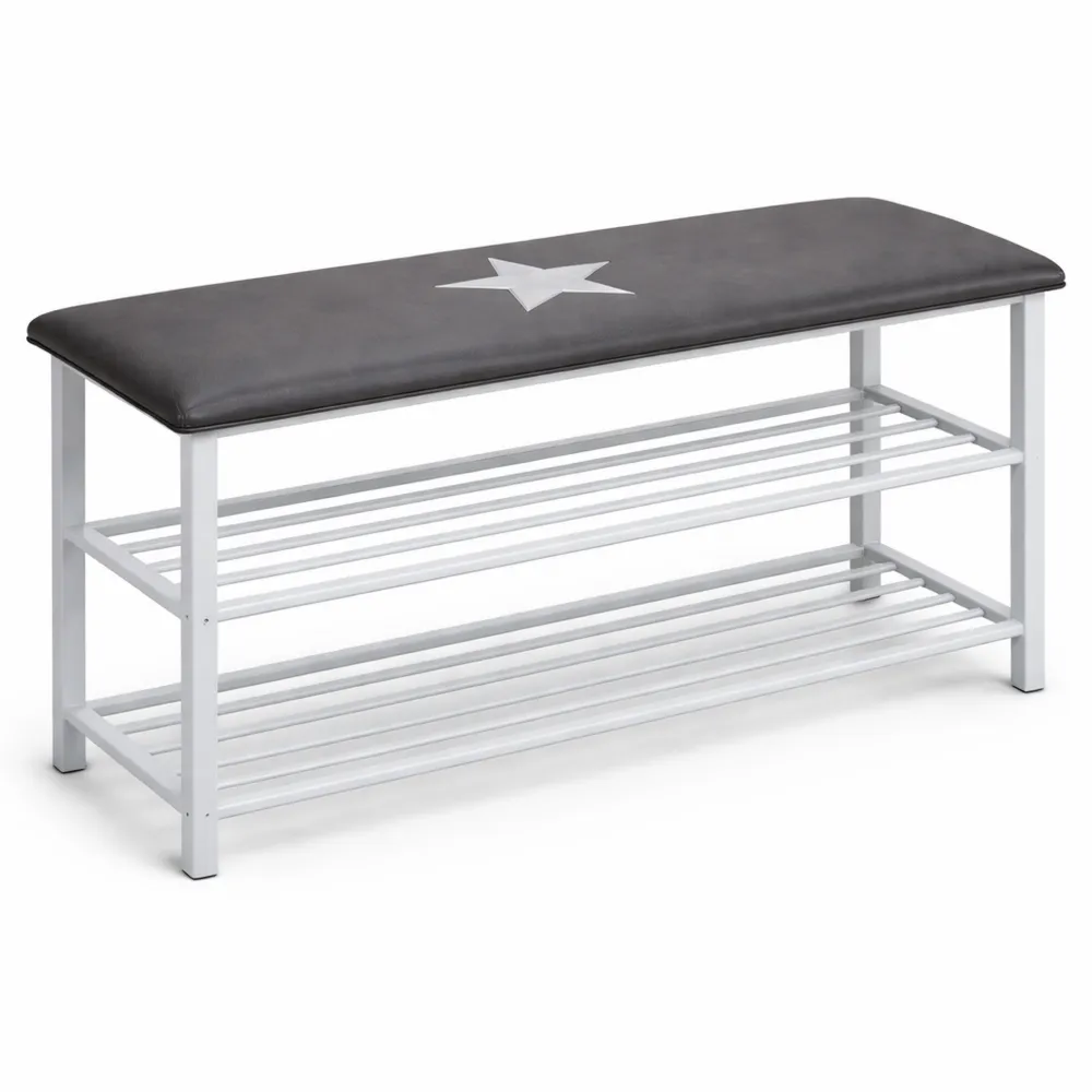 Banc à chaussures étroit avec étagères confortables