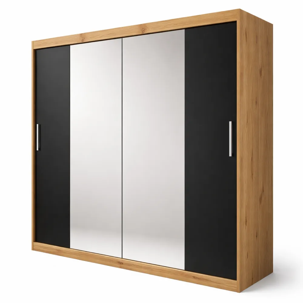 Armoire de Rangement Moderne avec Miroir et Portes Coulissantes