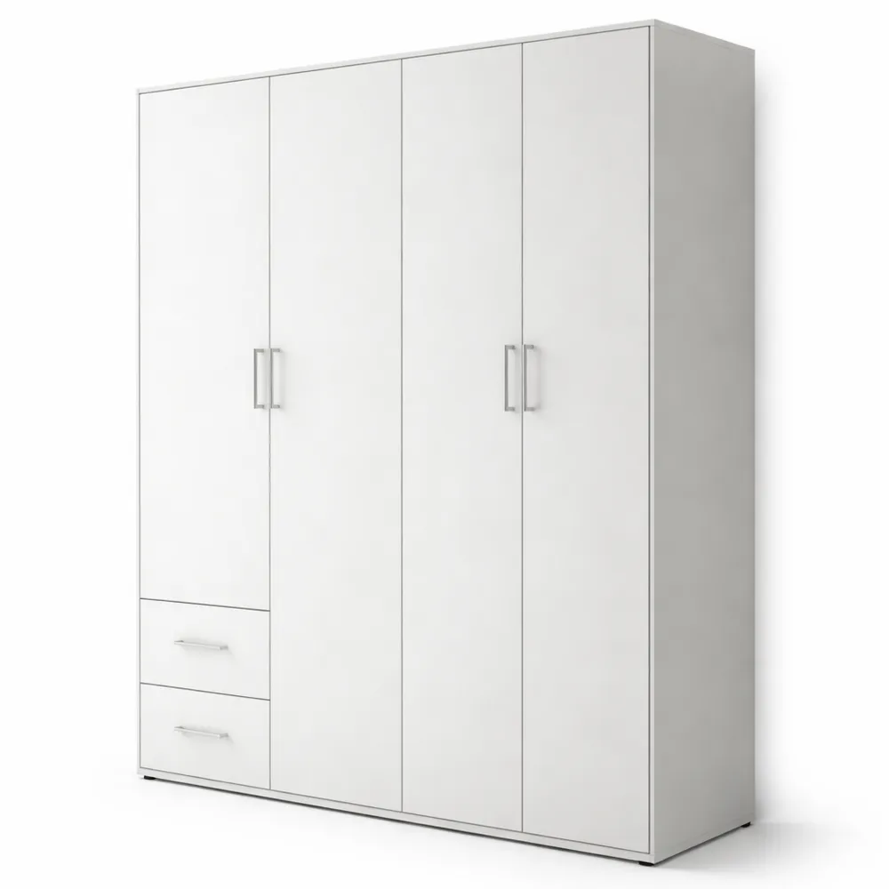 Armoire polyvalente à 3 portes battantes blanches, spacieuse pour chambre