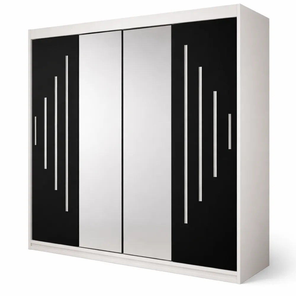 Armoire de Chambre à Deux Portes Coulissantes avec Miroir et Étagères