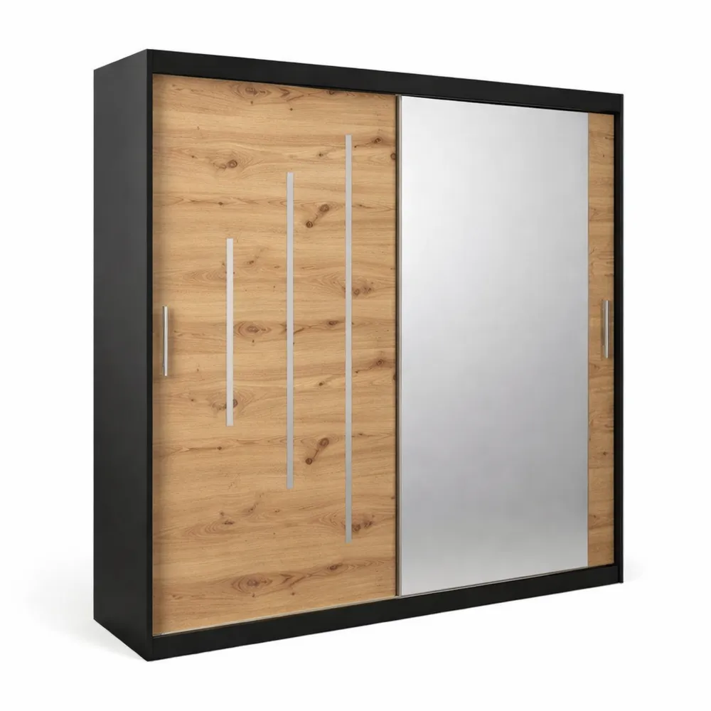 Armoire de Chambre Moderne avec Portes Coulissantes et Miroir