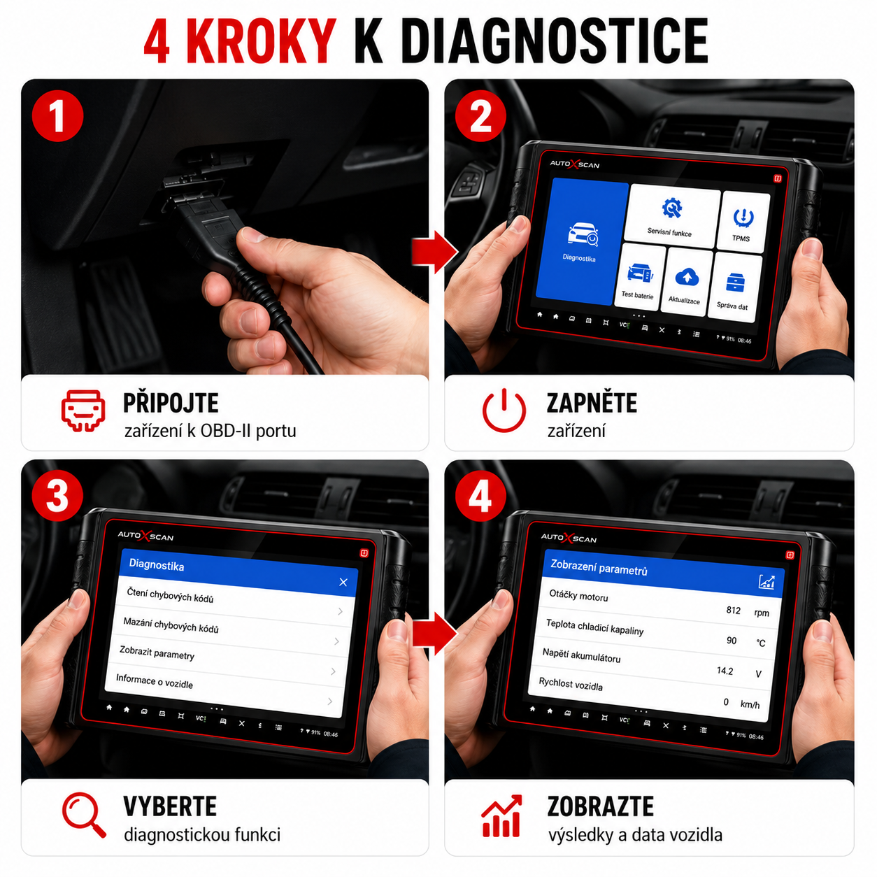 AUTOXSCAN RS960 PRO je profesionální automobilový diagnostický přístroj, který podporuje kompletní diagnostiku systémů, analýzu závad a také diagnostiku a programování systému TPMS. Umožňuje rychlé a přesné odhalení a řešení problémů vozidel.