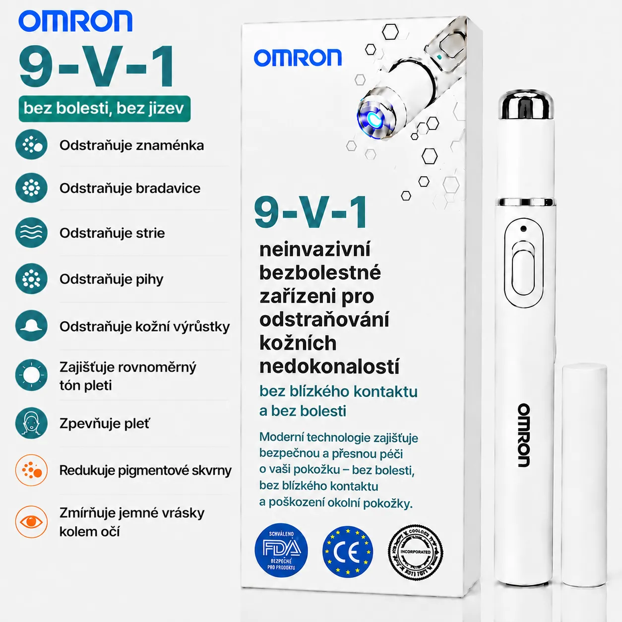 Multifunkční pero na odstraňování znamének po celém těle Omron™ – nejnovější model 2026, bezbolestné a neinvazivní řešení pro péči o pokožku. Umožňuje rychlé odstranění znamének z pohodlí vašeho domova, a to zcela bez jizev. Vyrobeno v USA. Multifunkční p