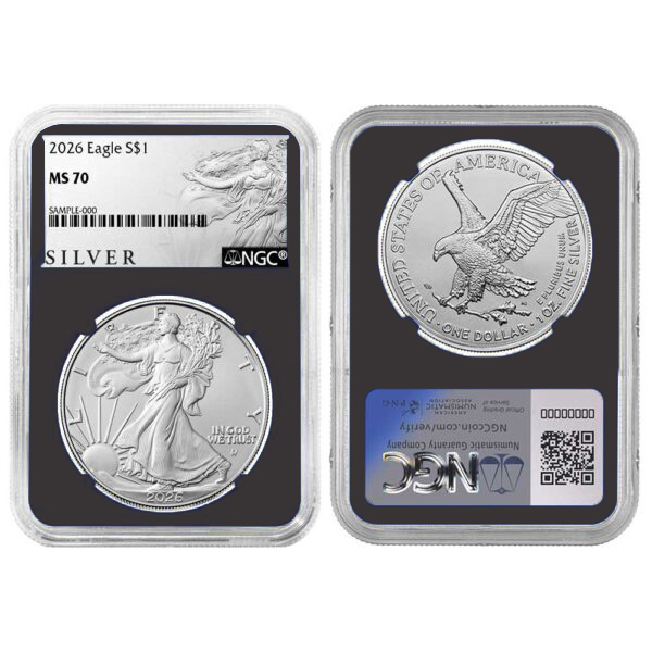 2026 $1 American Silver Eagle 3pc Set NGC MS70 ALS Label Red White Black