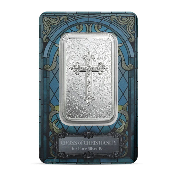 PAMP 1 Troy Oz Christian Cross Silver Bar (In Assay with Box)