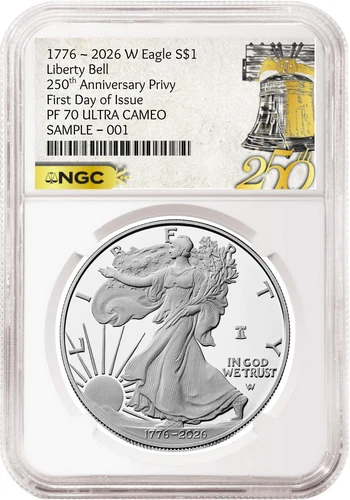 2026 W 250th Anniversary Proof Silver Eagle NGC PF 70 UC, FDOI 250 Bell Presale - Picture 1 of 4