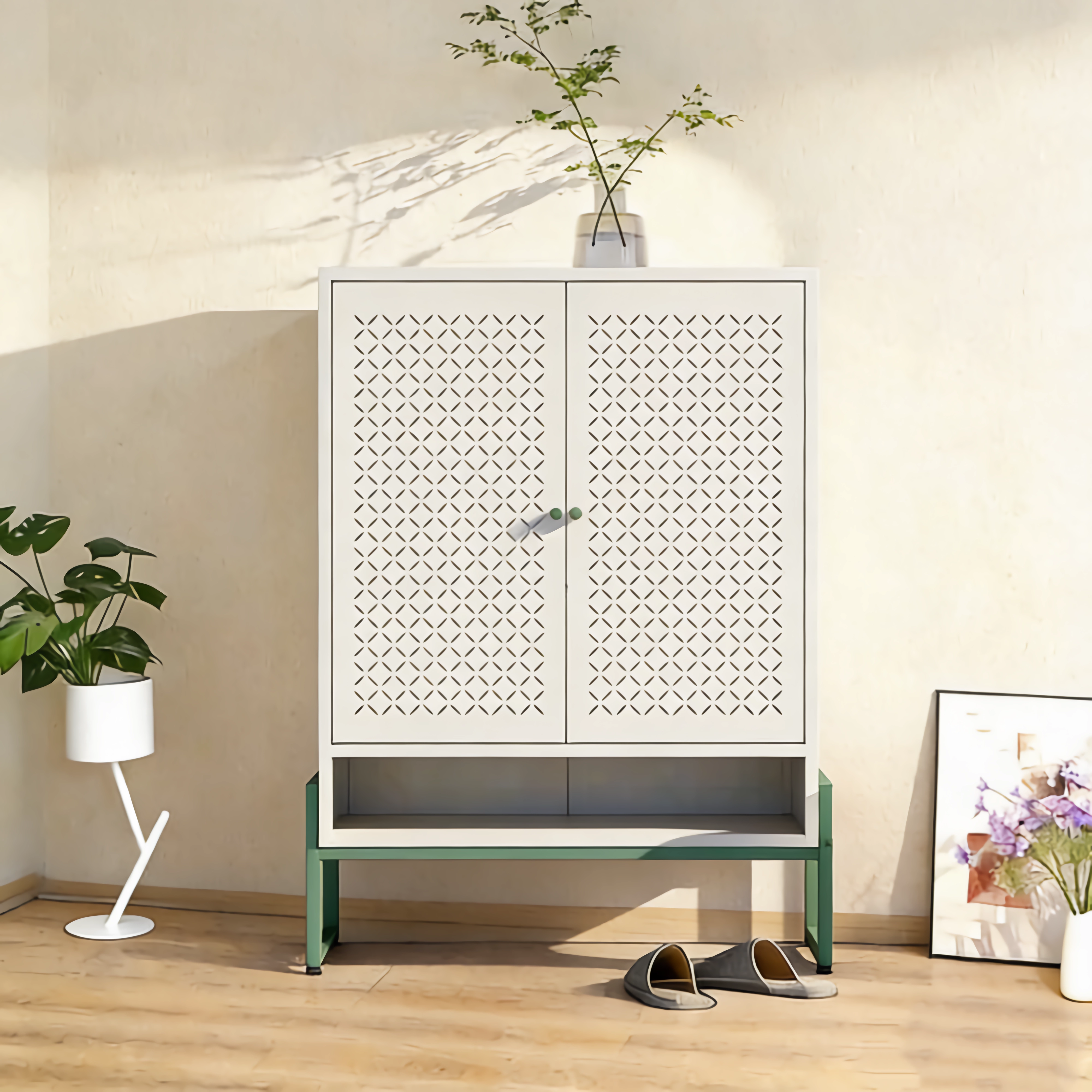 Double-door steel shoe cabinet
