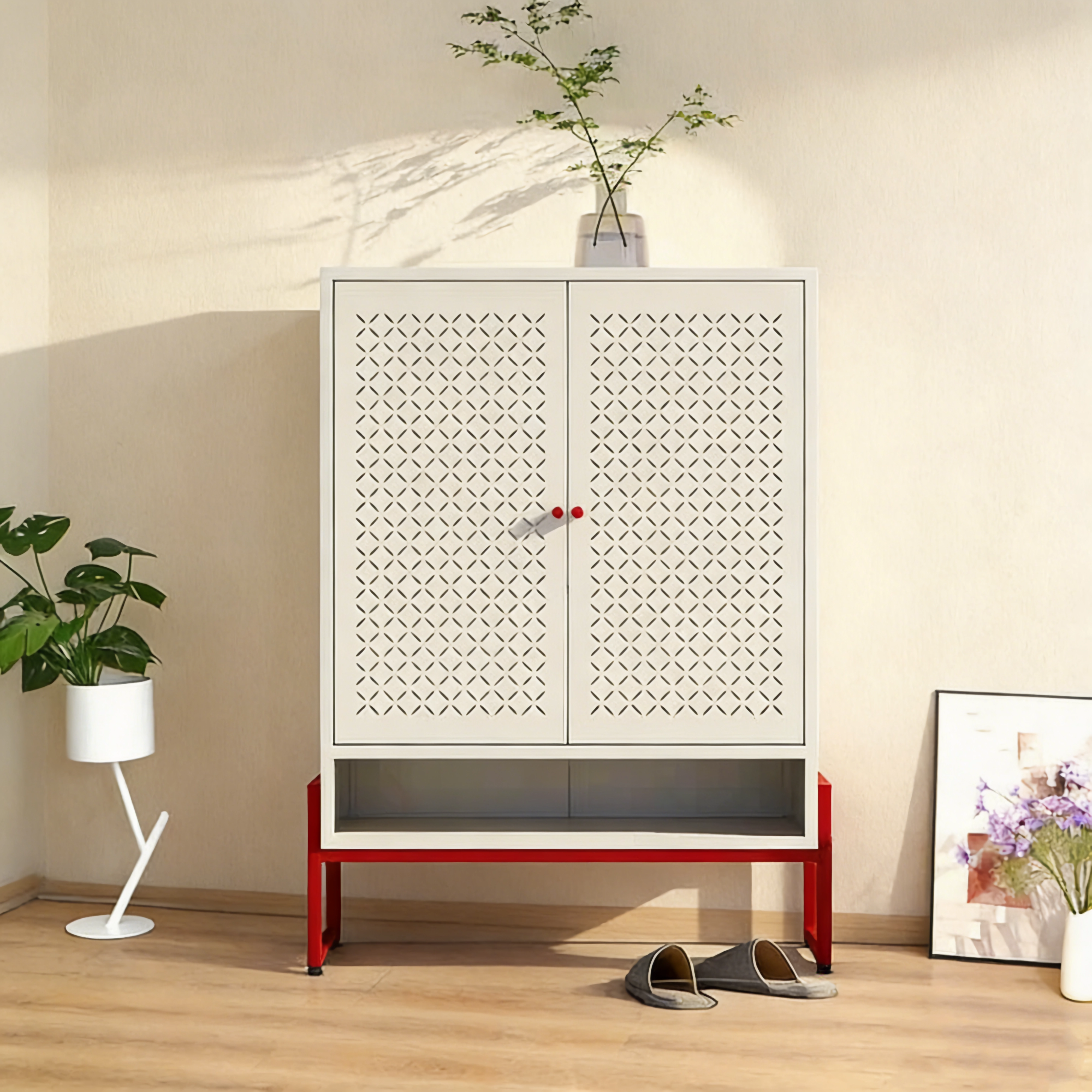 Double-door steel shoe cabinet