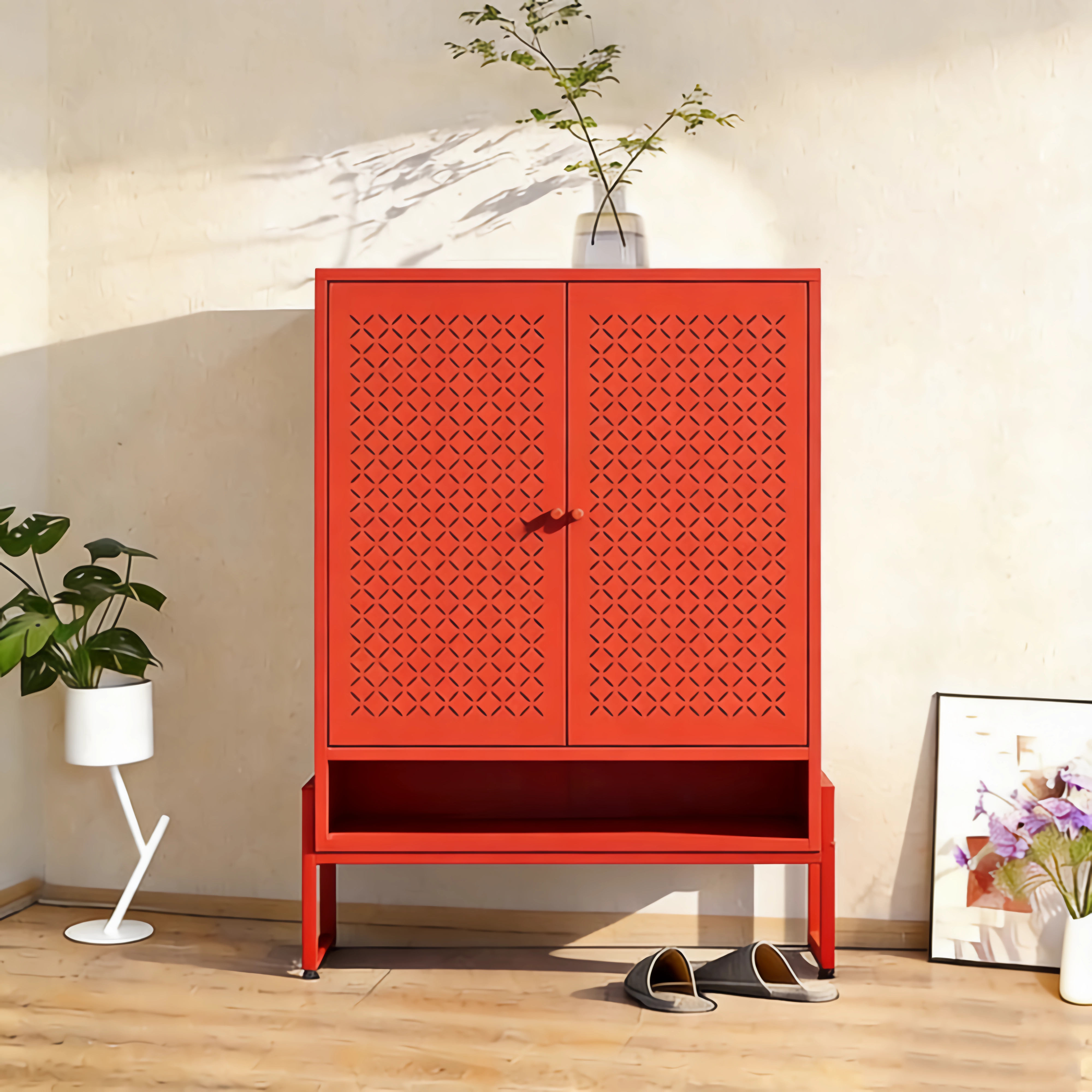 Double-door steel shoe cabinet