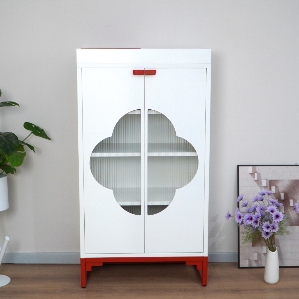 Chinese Style Clover Glass Storage Cabinet