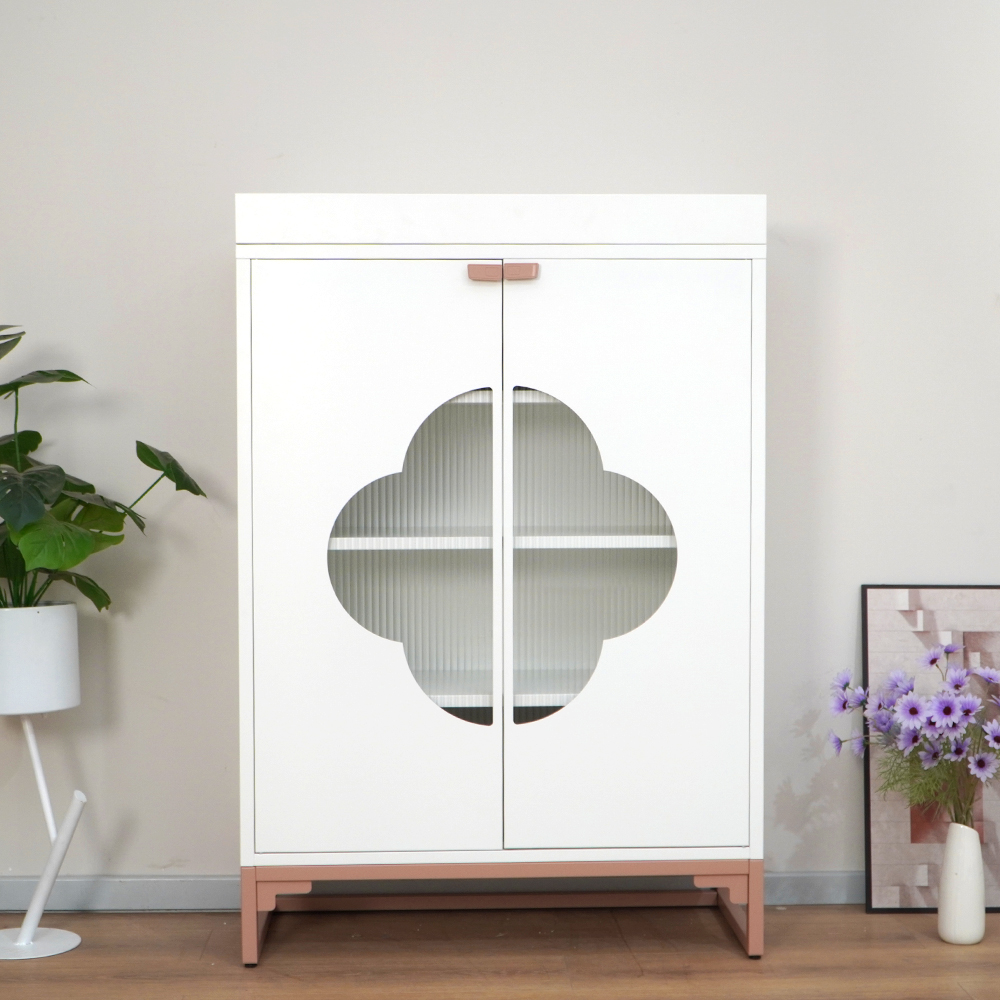 Chinese Style Clover Glass Storage Cabinet