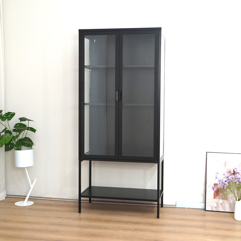 Black tall steel cabinet