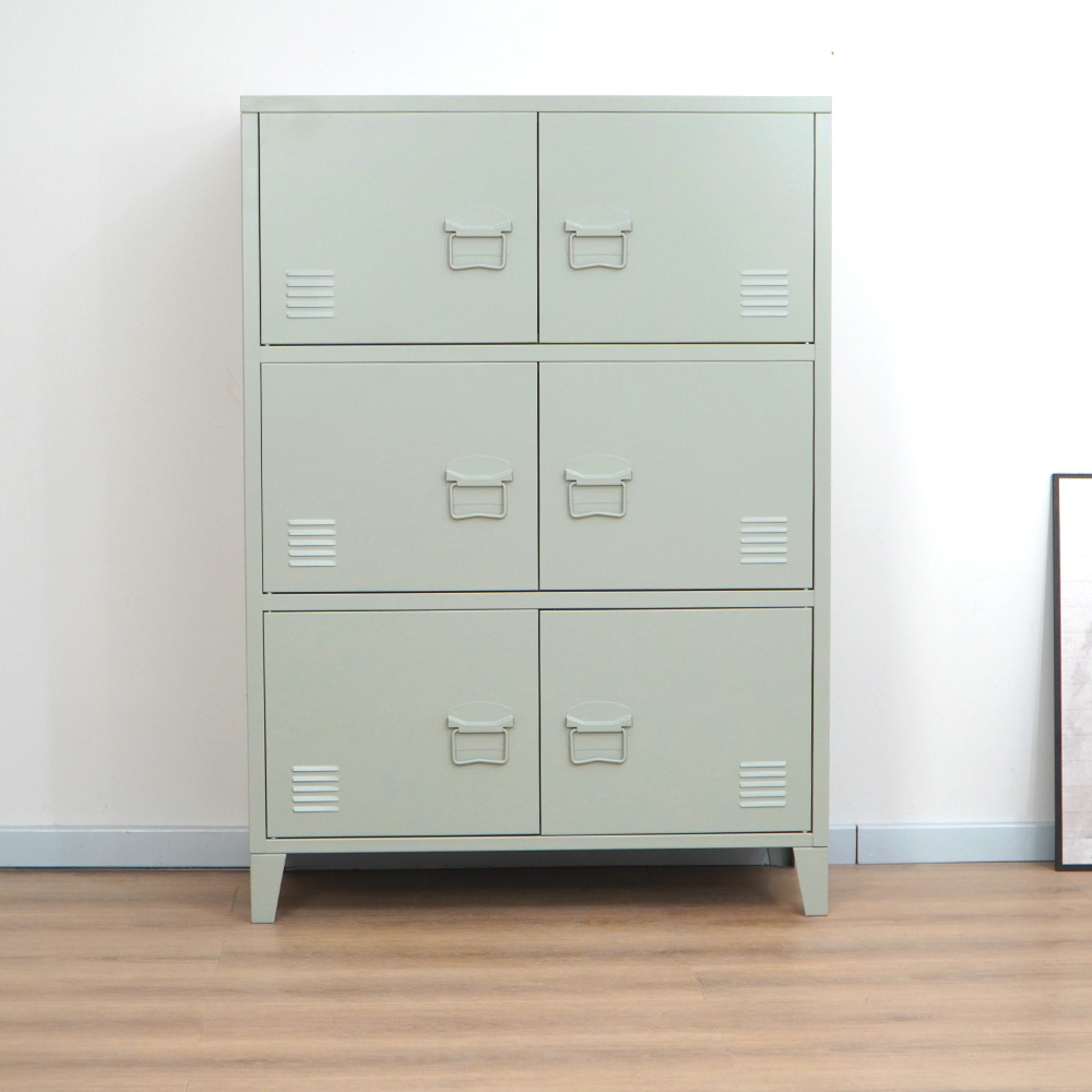 Ight sage green 6-door steel storage cabinet