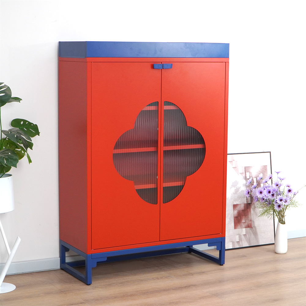 Chinese Style Clover Glass Storage Cabinet