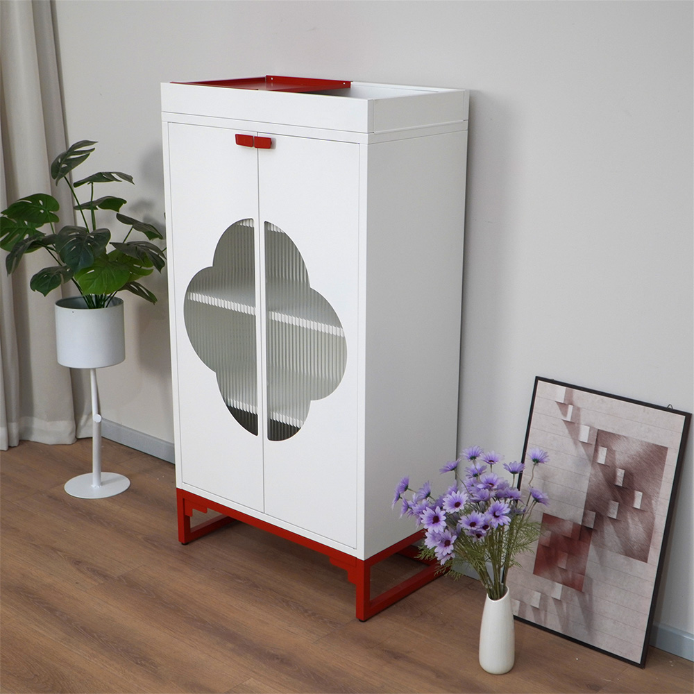Chinese Style Clover Glass Storage Cabinet