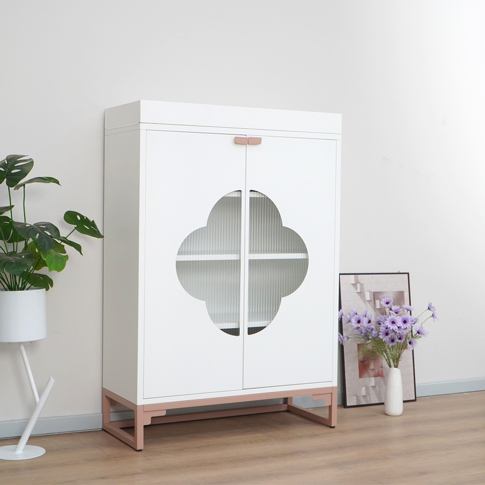 Chinese Style Clover Glass Storage Cabinet