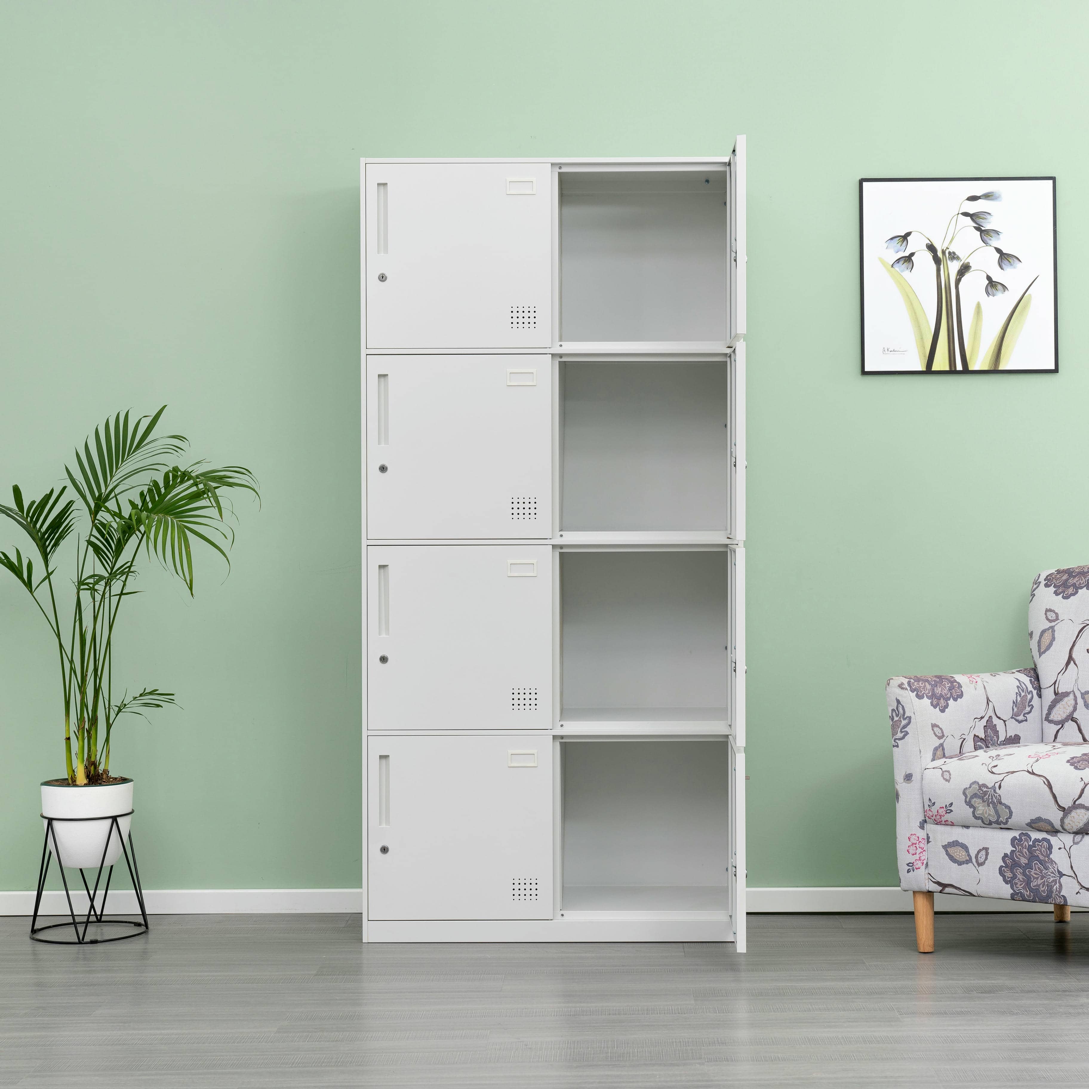 8-Door All-White Steel Locker Cabinet