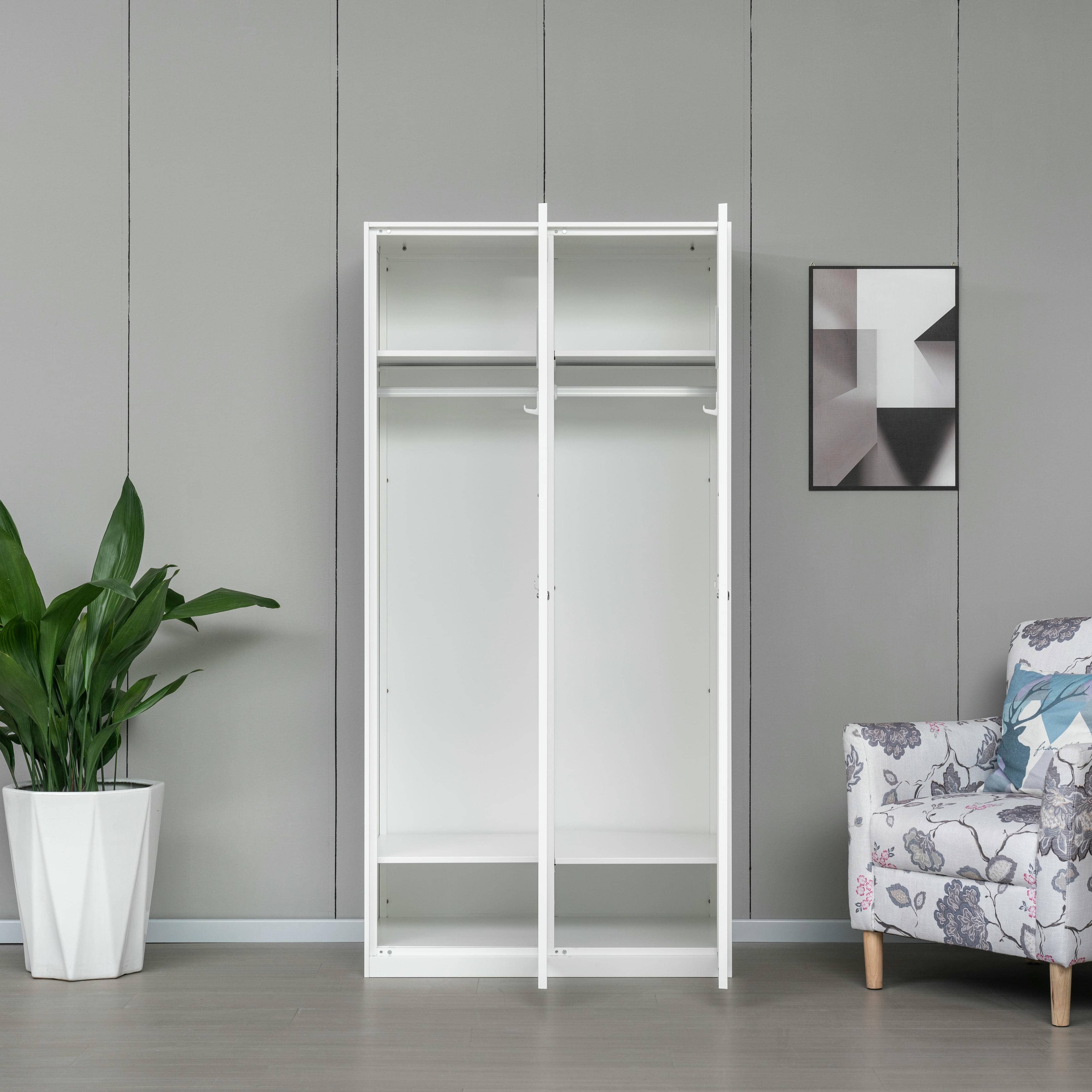 2-Door All-White Steel Wardrobe