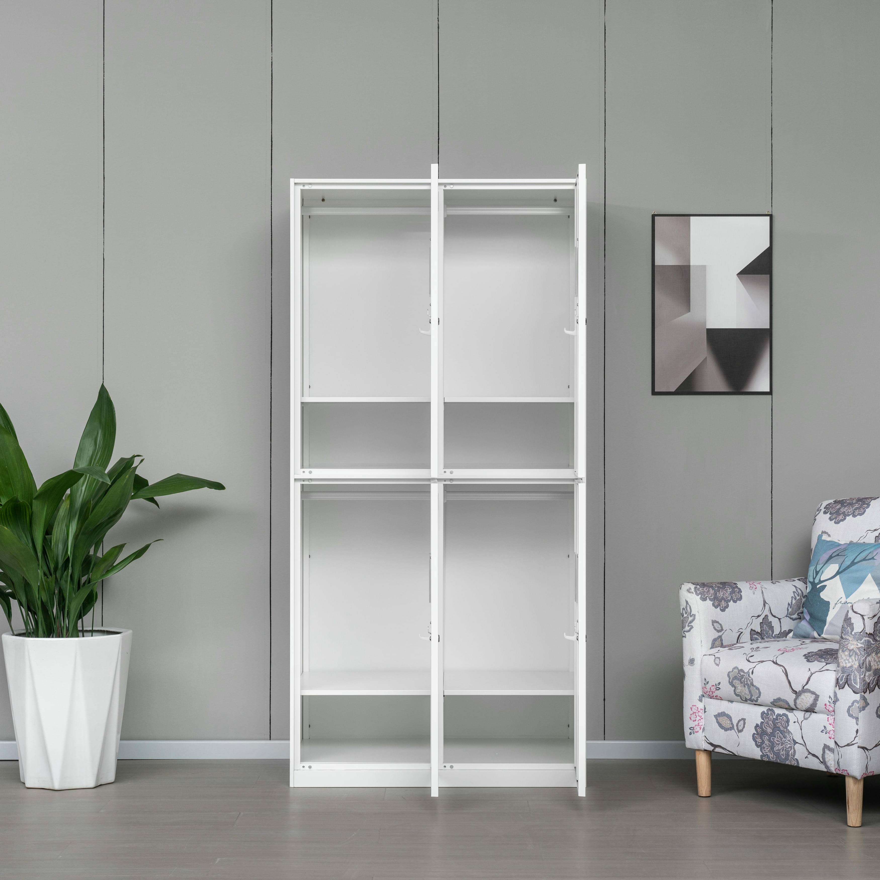 4-door all-white steel wardrobe