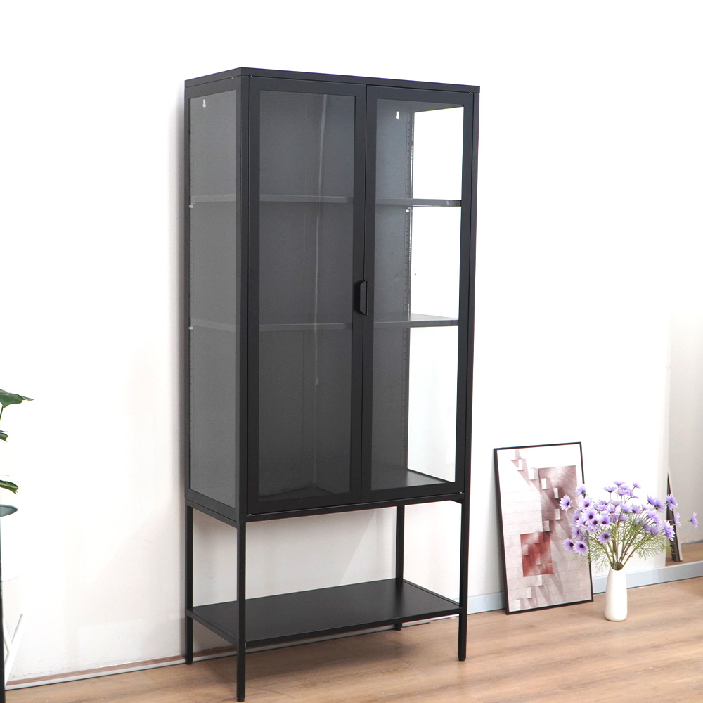 Black tall steel cabinet