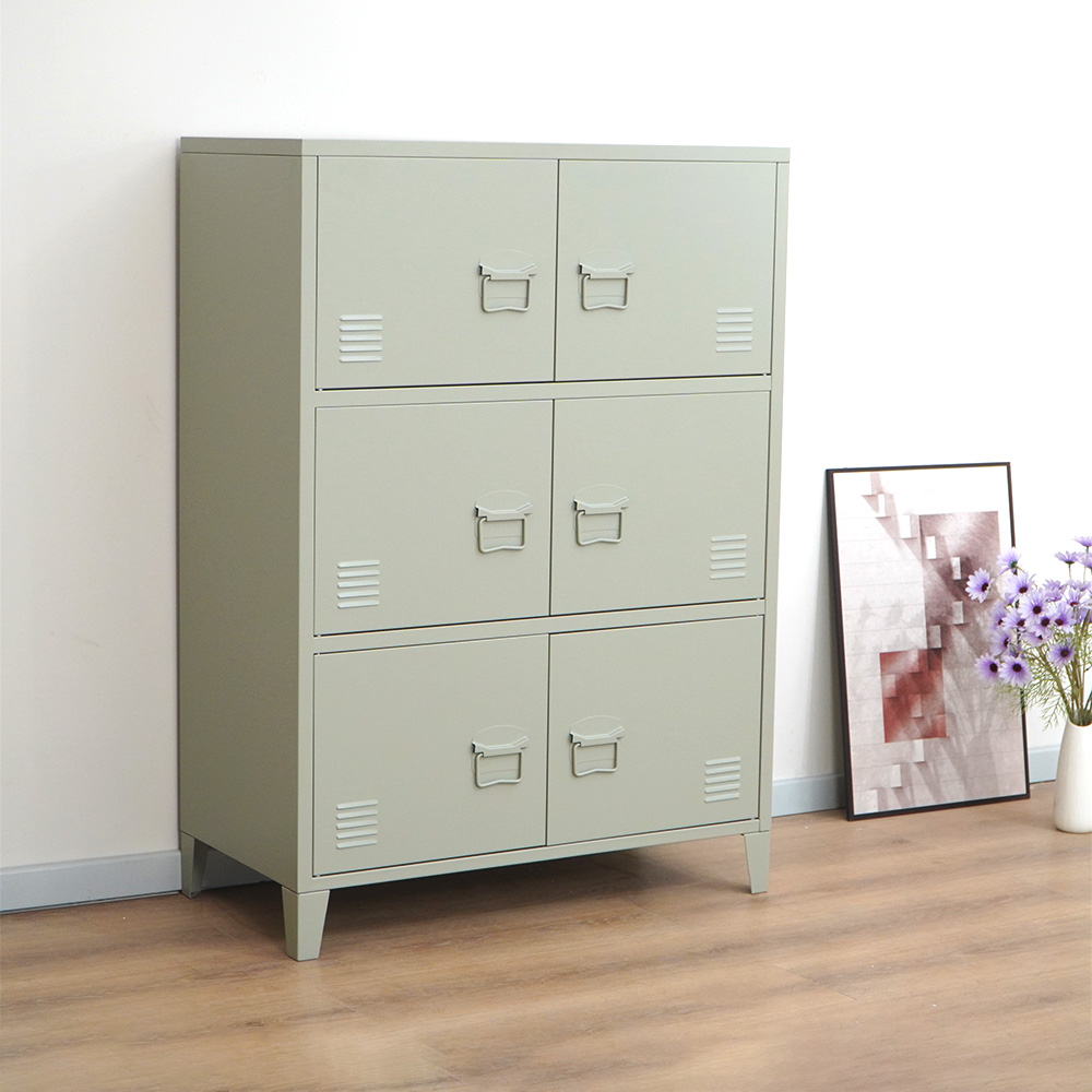 Ight sage green 6-door steel storage cabinet