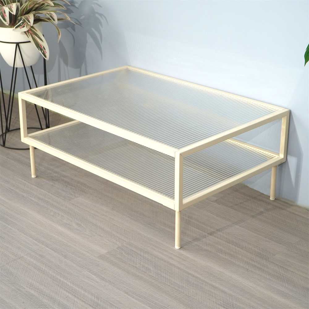 Cream white metal coffee table