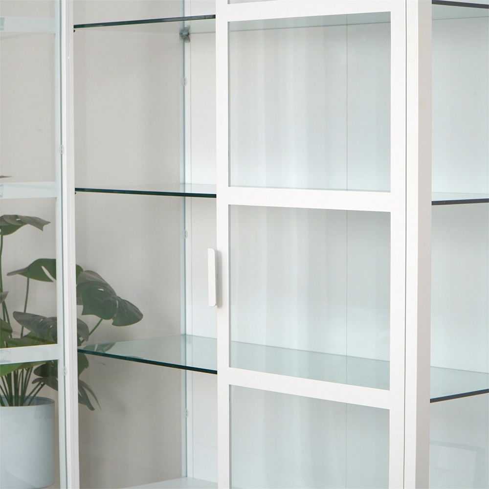 White Tall Glass Display Cabinet