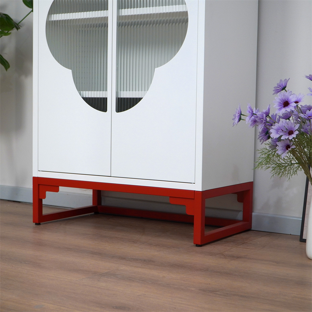 Chinese Style Clover Glass Storage Cabinet