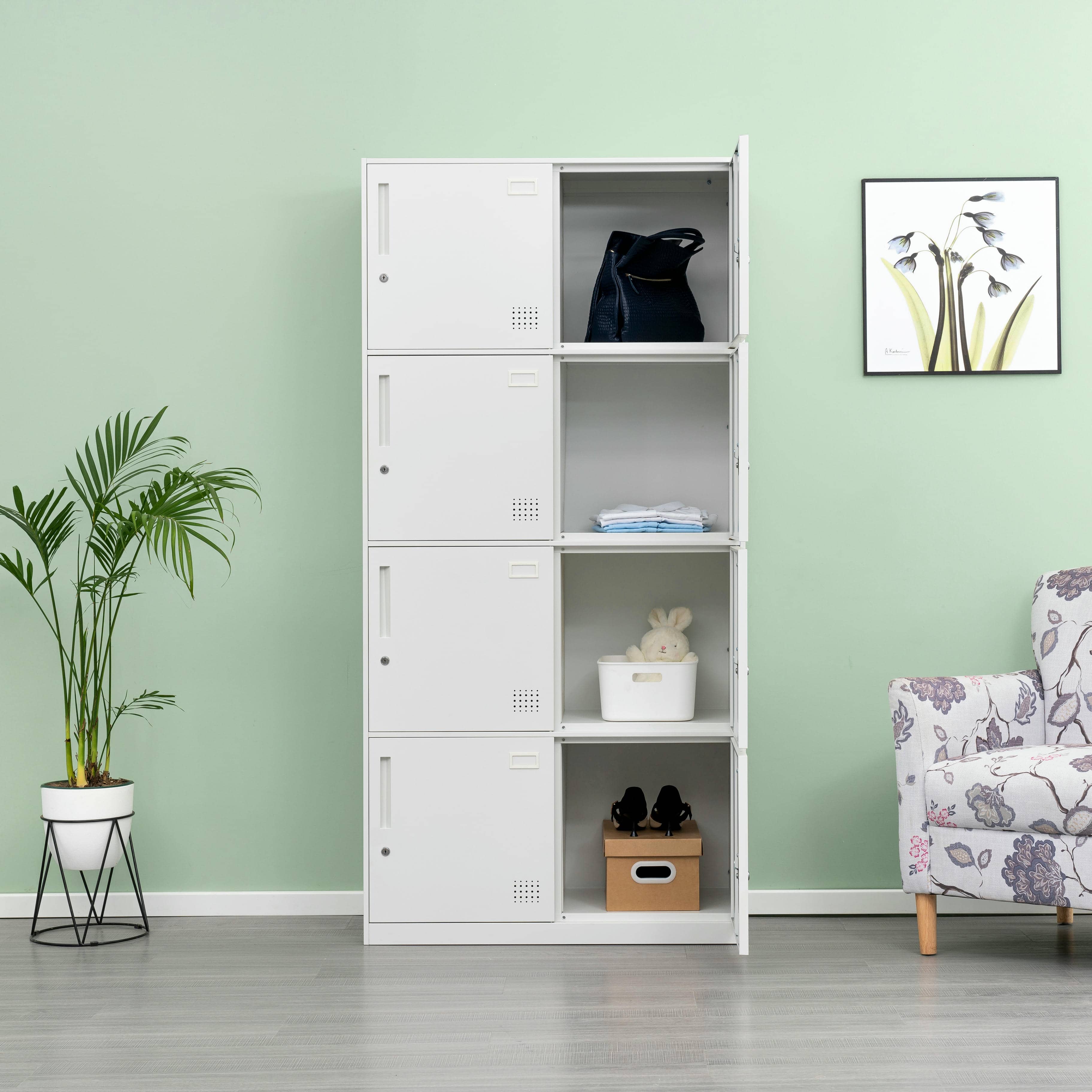 8-Door All-White Steel Locker Cabinet
