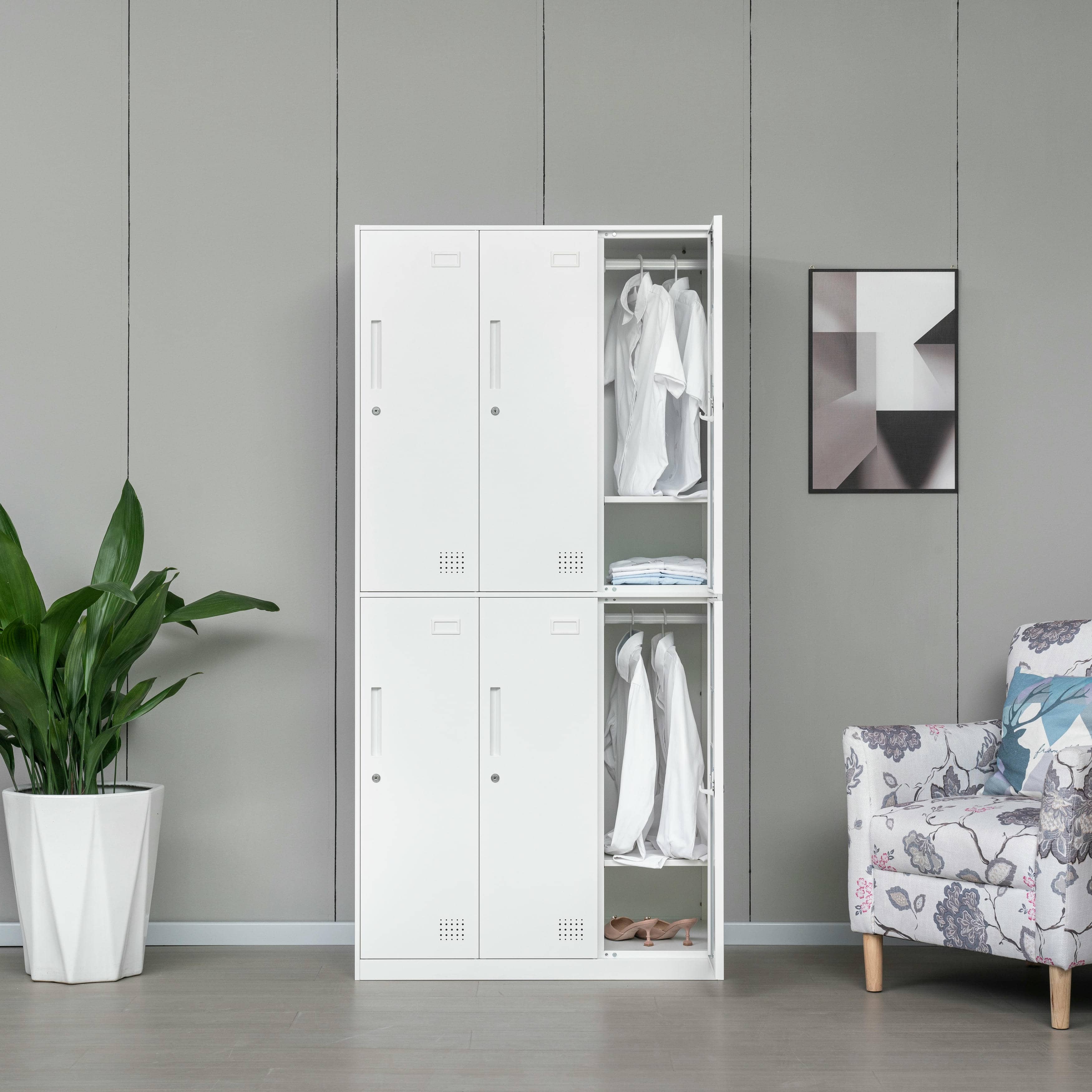 6-door all-white steel wardrobe
